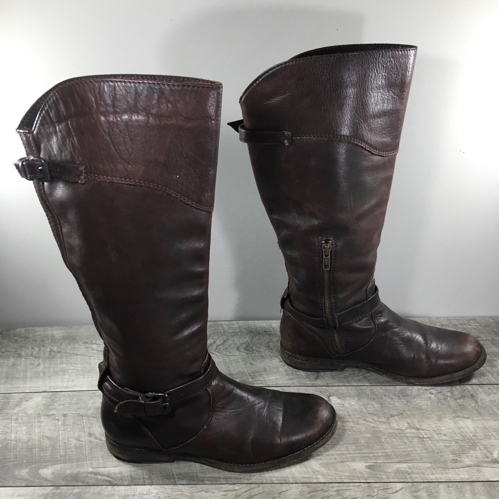 Frye 76844 Phillip Riding Women's Knee High Brown Leather Pull On Boots Size 8.5